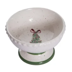 Transpac Ceramic Ice Cream Bowl With Tree Art Design 10.5oz Multicolor Perfect For Desserts And Holiday Celebrations