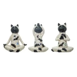 Transpac Resin Mummy Posing Cat Figurine Set Of 3 Halloween Home Decorations