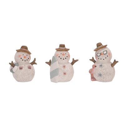 Transpac Resin Shell Sandman Figurine Set Of 3 - Christmas Decorative Objects For Festive Home Decor