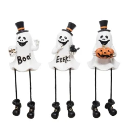 Transpac Resin Ghost Sitter Set Of 3 - Charming Decorative Objects For Halloween And Year-Round Home Decor