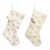 Transpac Plush Fuzzy Silver And Gold Snowflake Stocking Set Of 2 Christmas Home Decorations Holiday Stockings Polyester