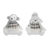 Transpac Plush Polar Bear Sitter Set Of 2 Christmas Home Decorations Soft Polyester Holiday Decor