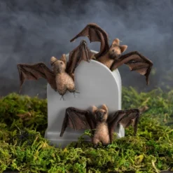 Transpac Fabric Bat With Bendable Wings Halloween Figurine For Tabletop Or Mantel Decorative Gift For Halloween Lovers