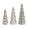 Transpac MDF Holiday Prints Triangle Trees Set Of 3 Decorative Wood Christmas Sculptures Multicolor Tabletop Decor